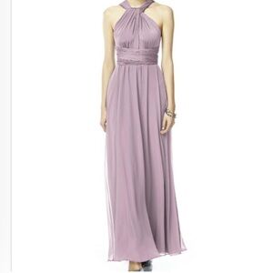 Weddington Way Dessy Twist Wrap Bridesmaid dress Long with Chiffon Overskirt XS